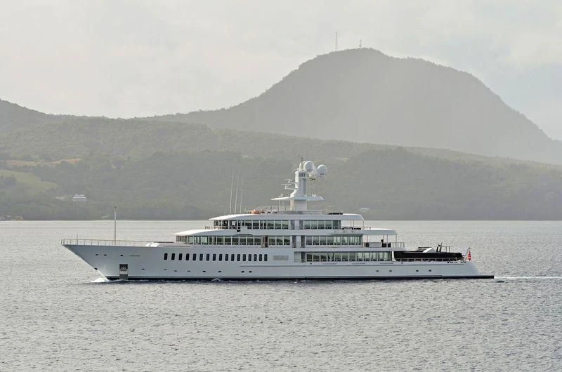 a large ship in the water aboard FOUNTAINHEAD Yacht for Sale