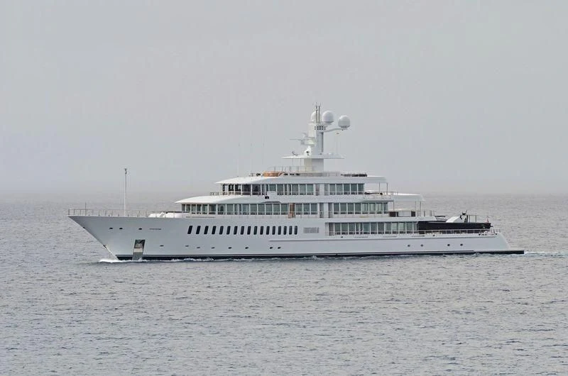 a large white ship in the water aboard FOUNTAINHEAD Yacht for Sale