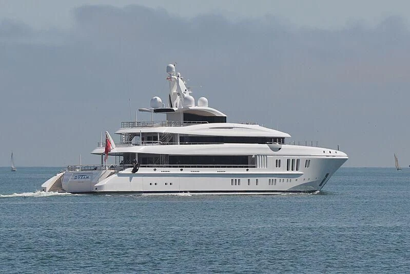 a large white boat in the water aboard DYTAN Yacht for Sale