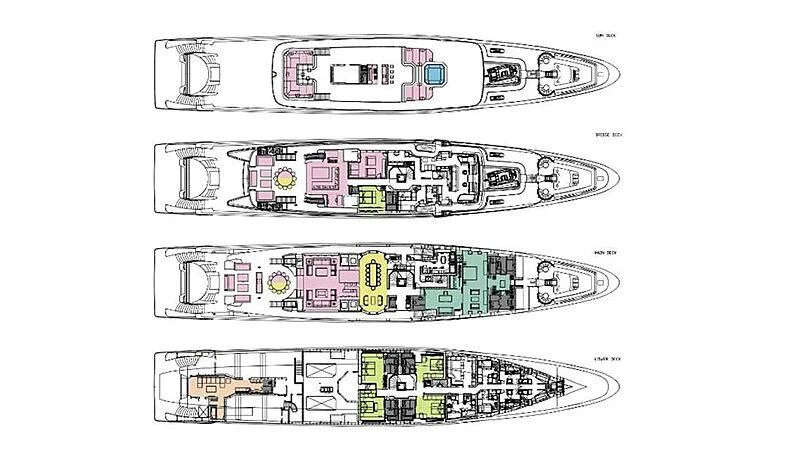 diagram, engineering drawing aboard DYTAN Yacht for Sale