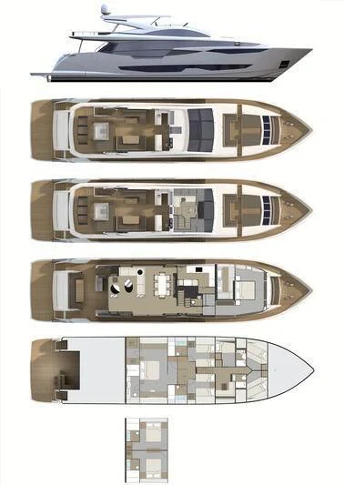 a white and black car aboard AMIRA Yacht for Sale
