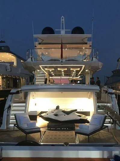 a large boat on a body of water aboard AMIRA Yacht for Sale