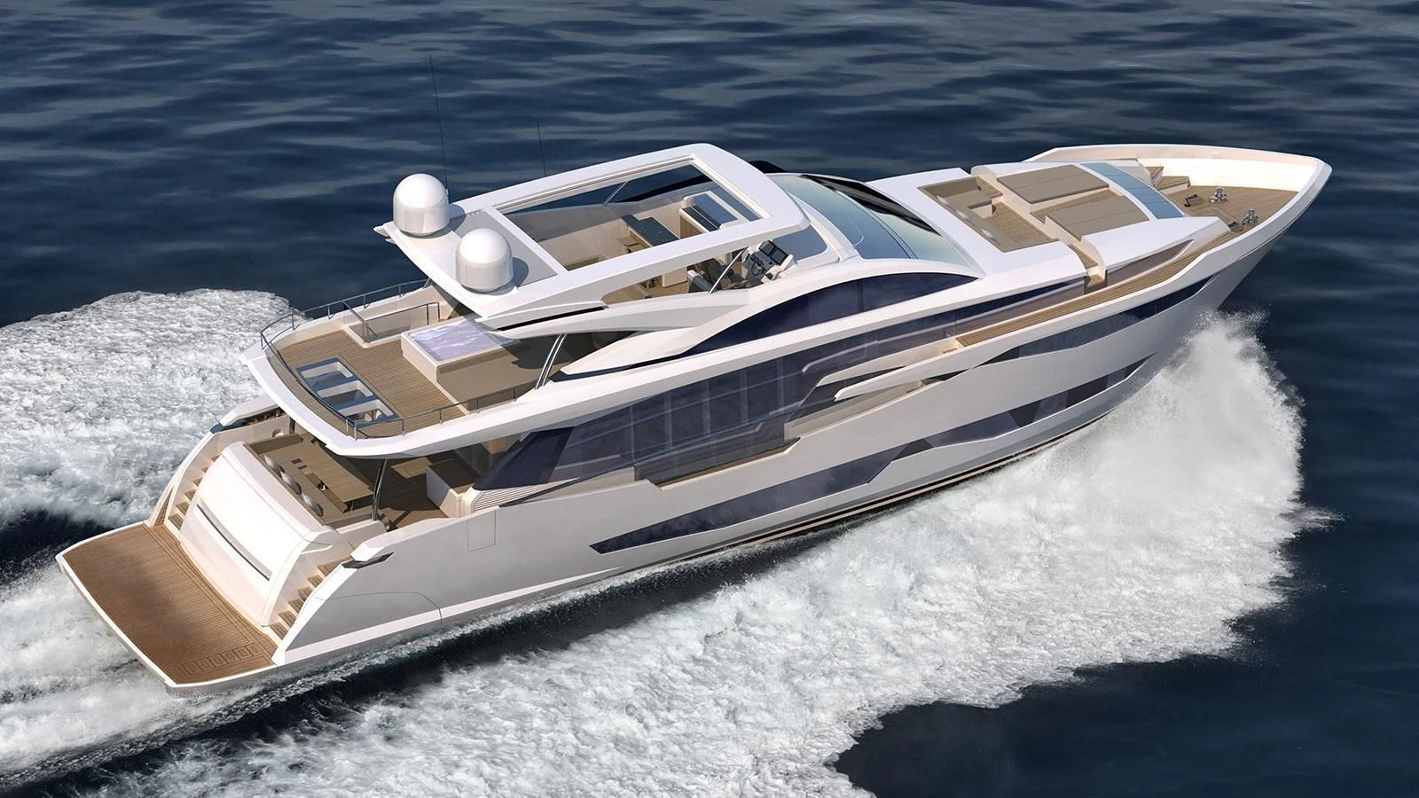 a futuristic looking car aboard AMIRA Yacht for Sale