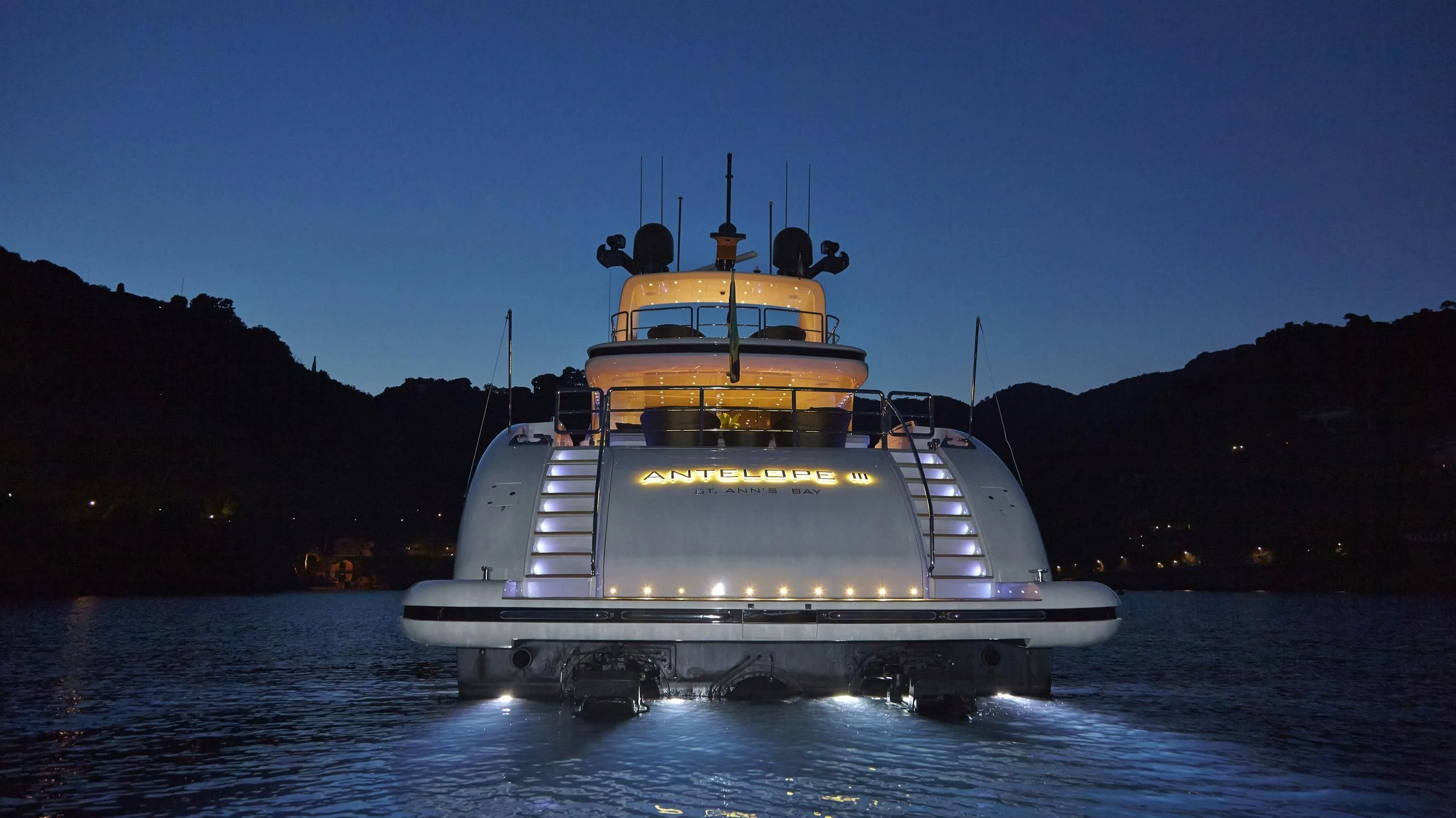 a large boat in the water aboard ANTELOPE III Yacht for Sale