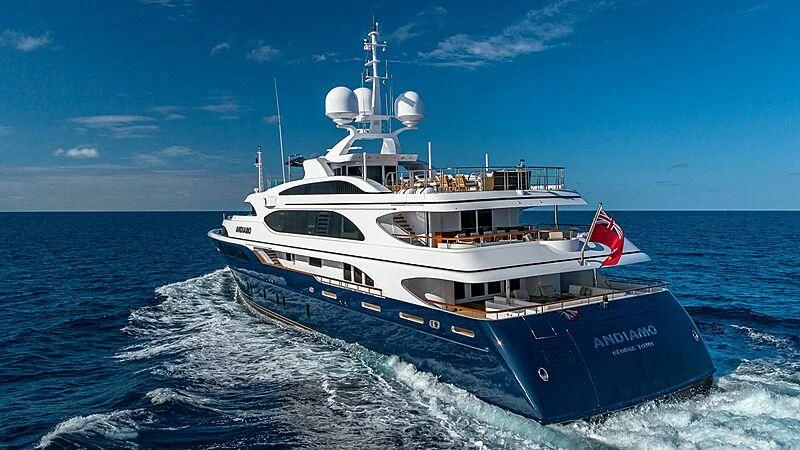 a large boat in the water aboard ANDIAMO Yacht for Sale