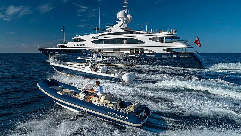 a boat in the water aboard ANDIAMO Yacht for Sale