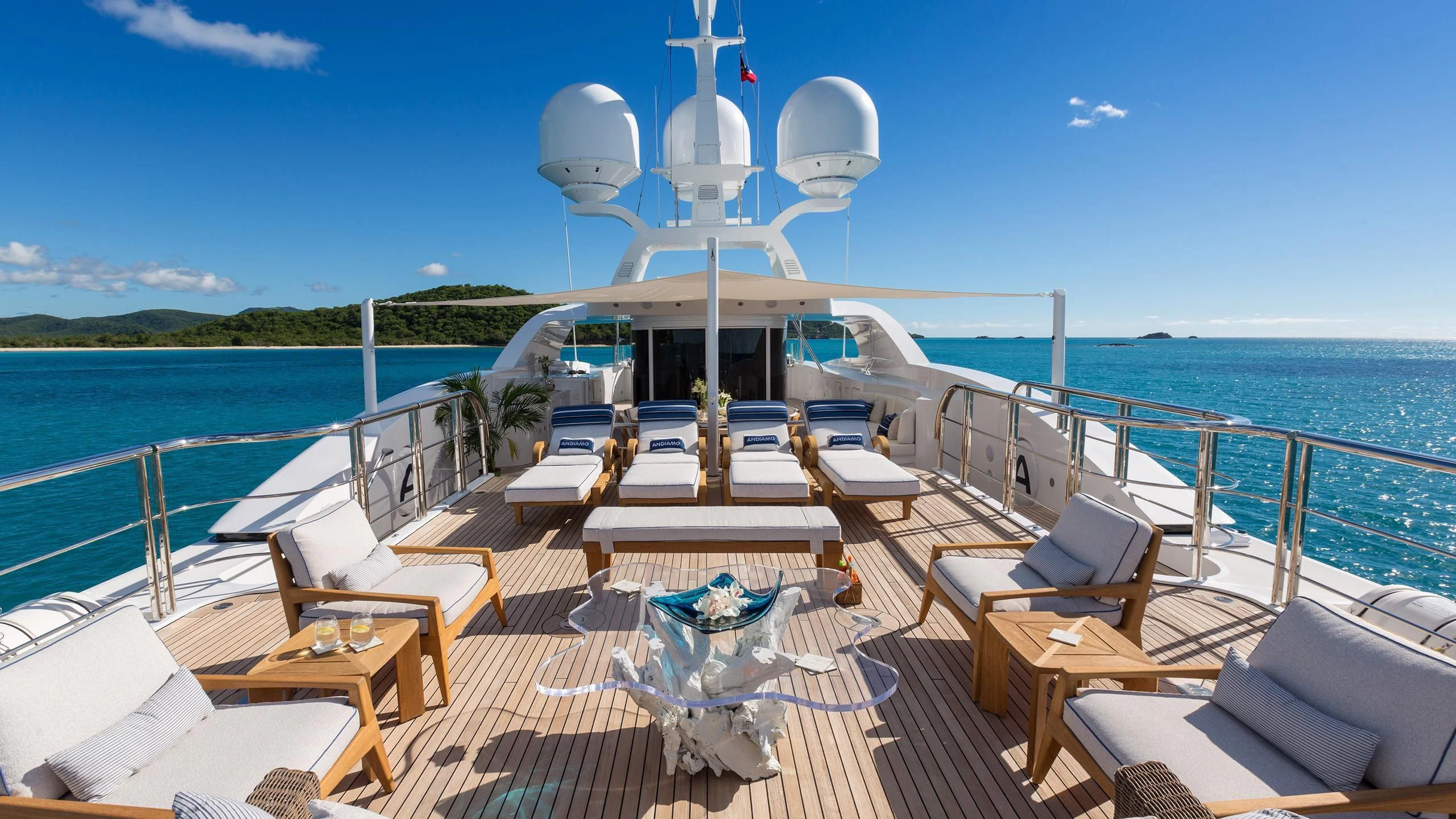 a boat on a deck aboard ANDIAMO Yacht for Sale