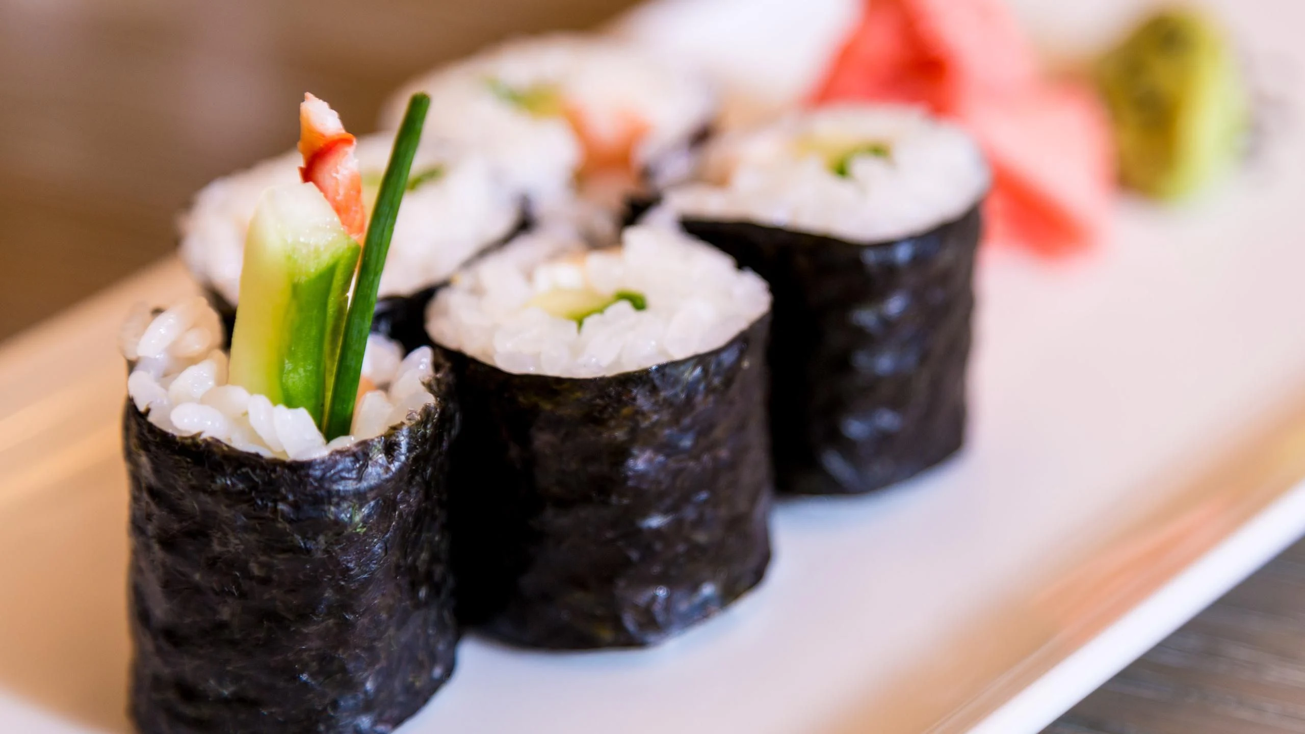 a plate of sushi aboard ANDIAMO Yacht for Sale