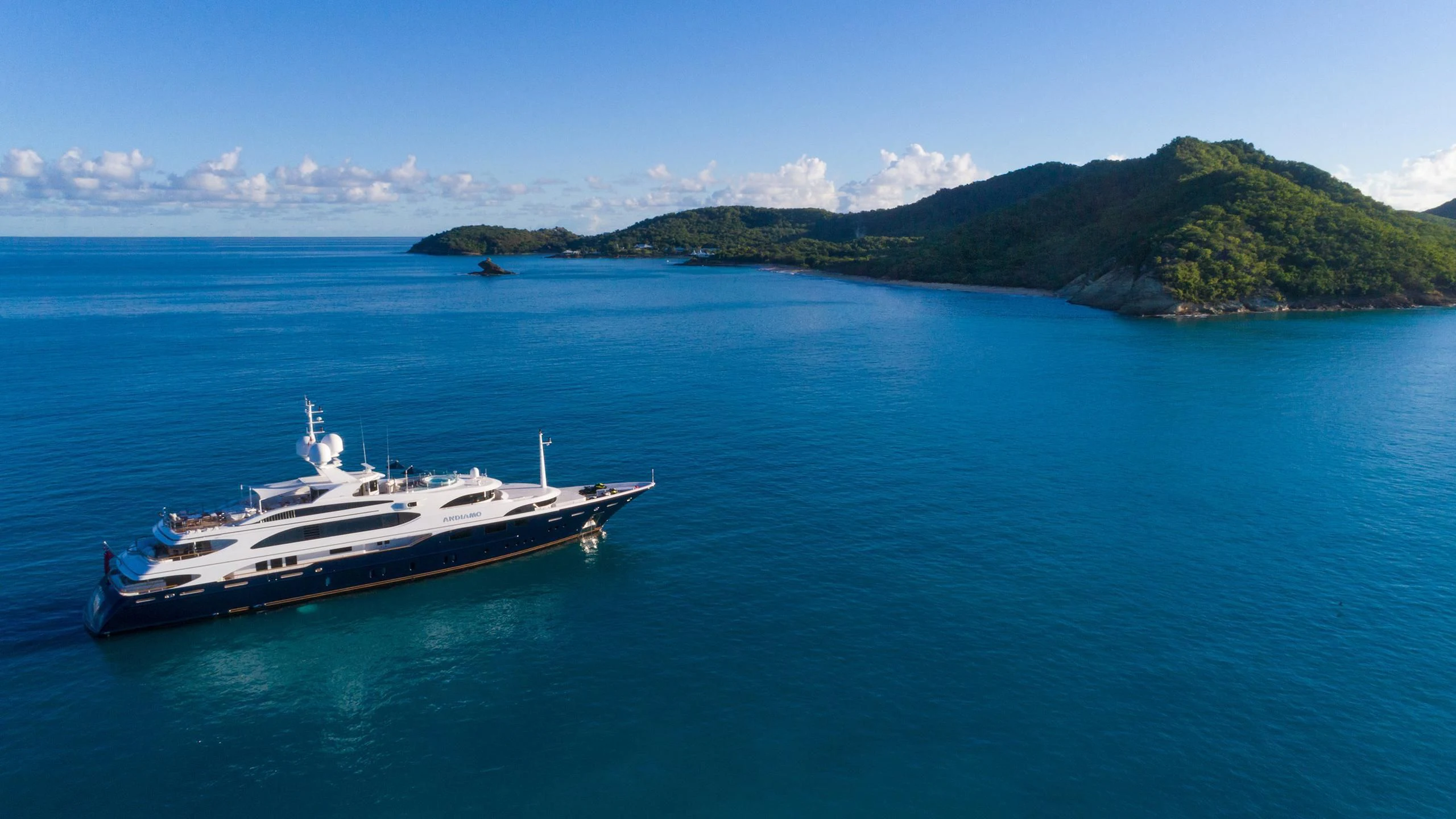 a boat in the water aboard ANDIAMO Yacht for Sale