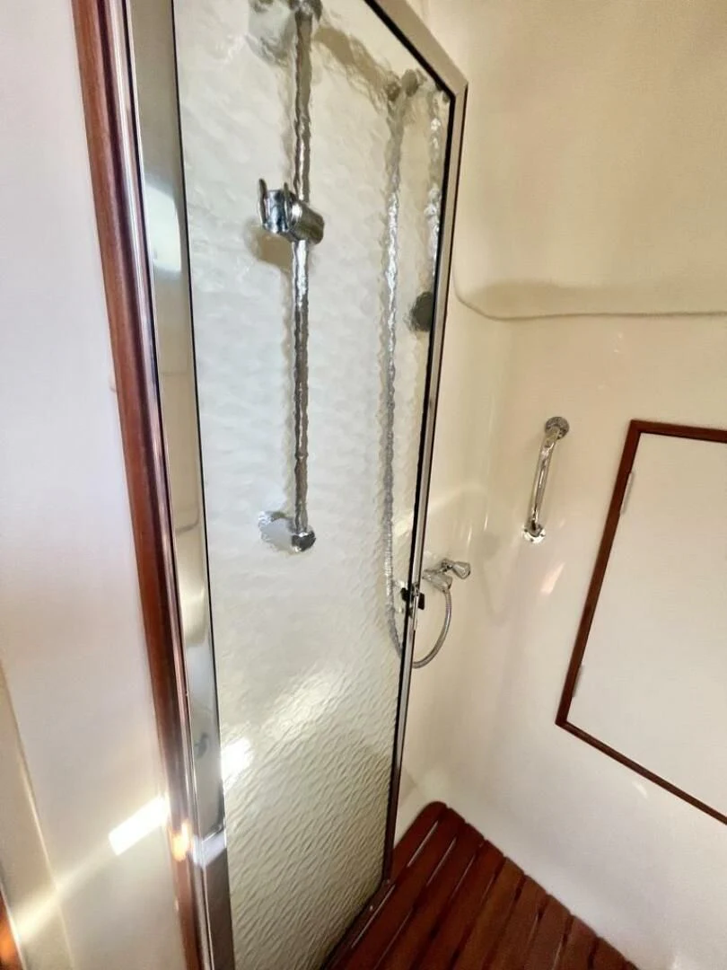 a shower with a glass door aboard ANDIAMO Yacht for Sale