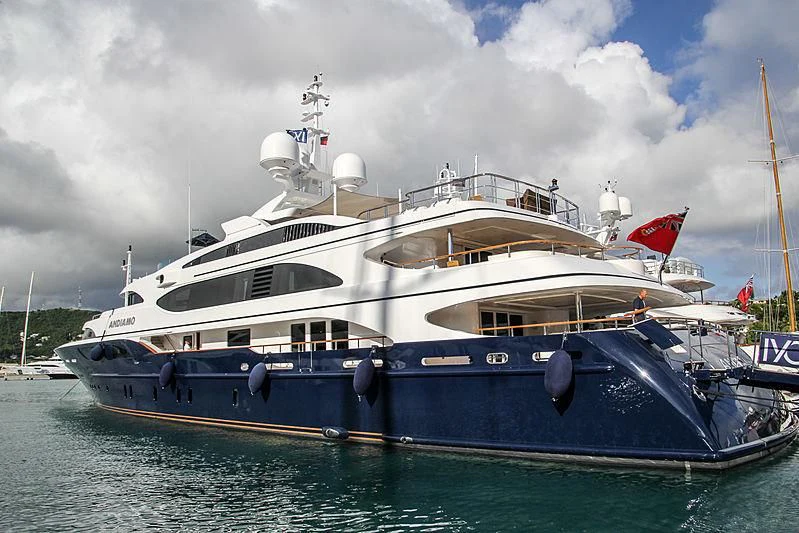 a large boat in the water aboard ANDIAMO Yacht for Sale