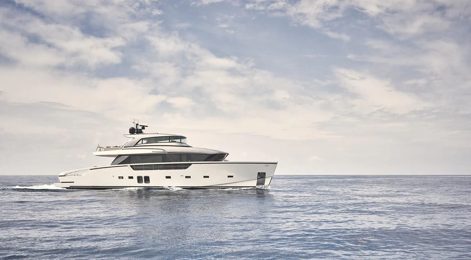 a white yacht in the water aboard 2020 SANLORENZO SX88 #43 Yacht for Sale