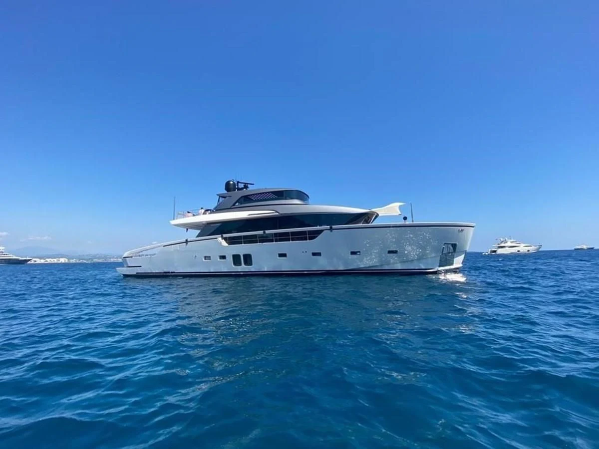 a white yacht in the water aboard 2020 SANLORENZO SX88 #43 Yacht for Sale