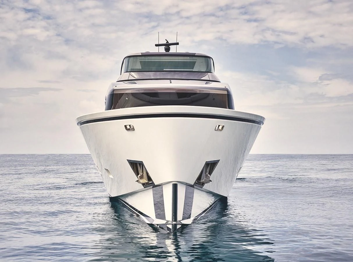 a white yacht in the water aboard 2020 SANLORENZO SX88 #43 Yacht for Sale