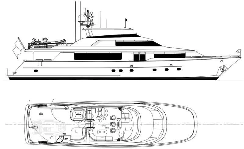 diagram, engineering drawing aboard HATATY Yacht for Sale
