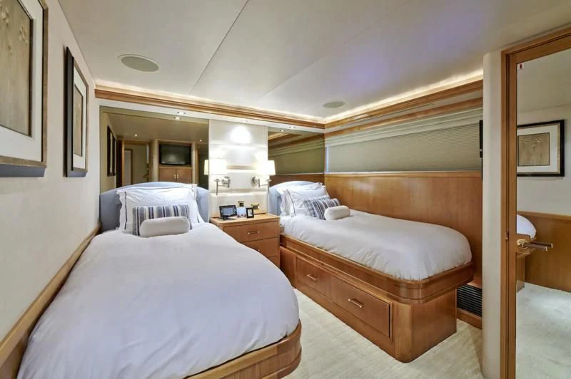 a couple of beds in a room aboard HATATY Yacht for Sale