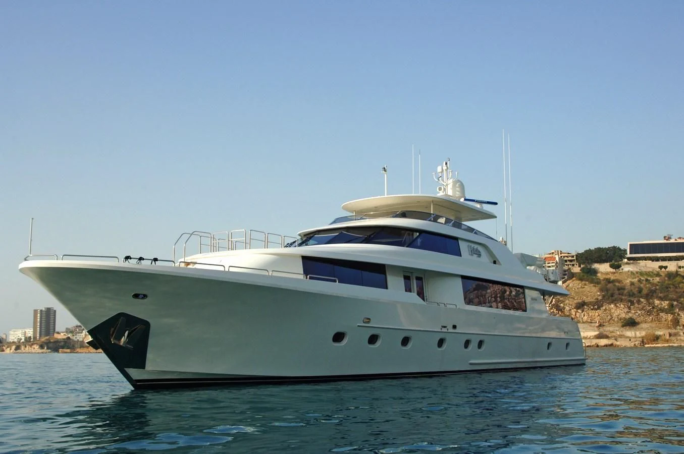 a white yacht in the water aboard HATATY Yacht for Sale