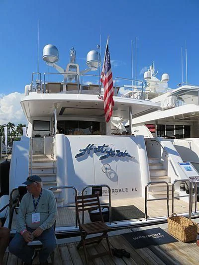 a person sitting on a boat aboard HAT TRICK Yacht for Sale