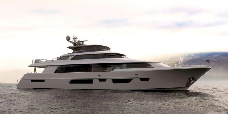 a white yacht in the water aboard HAT TRICK Yacht for Sale