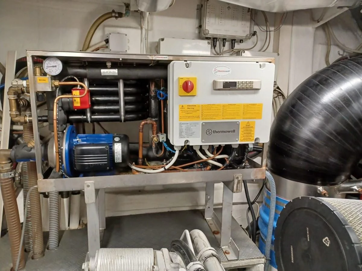 a machine with wires and equipment aboard PERSHING 72 Yacht for Sale