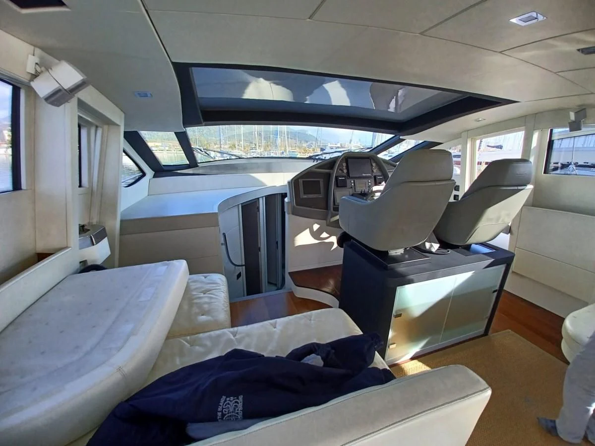 inside of a car aboard PERSHING 72 Yacht for Sale
