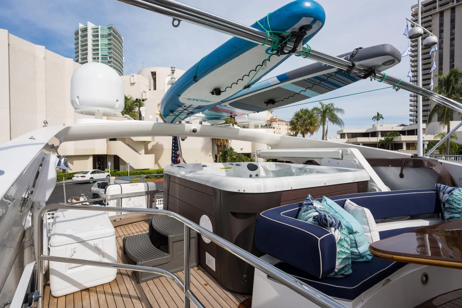 a plane flying over a boat aboard SS ARTS Yacht for Sale
