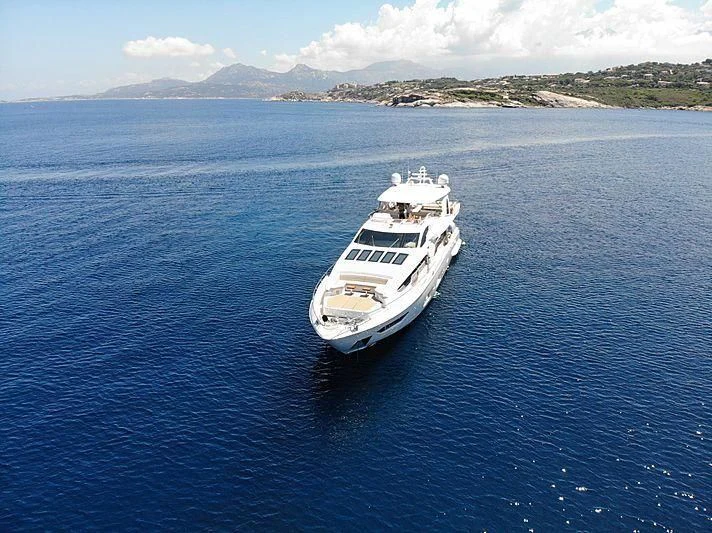 a white boat in the water aboard ESTEL OF IBIZA Yacht for Sale