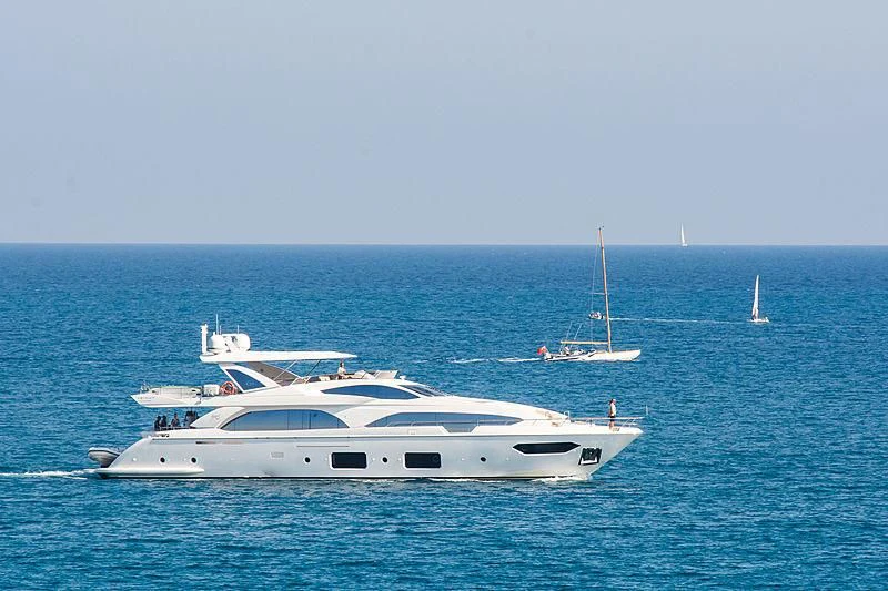 a white yacht in the water aboard ESTEL OF IBIZA Yacht for Sale