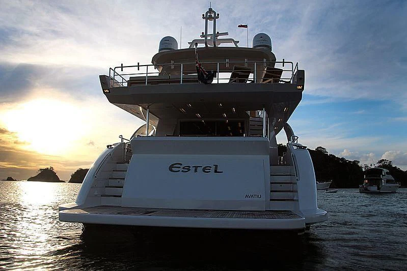 a boat on the water aboard ESTEL OF IBIZA Yacht for Sale