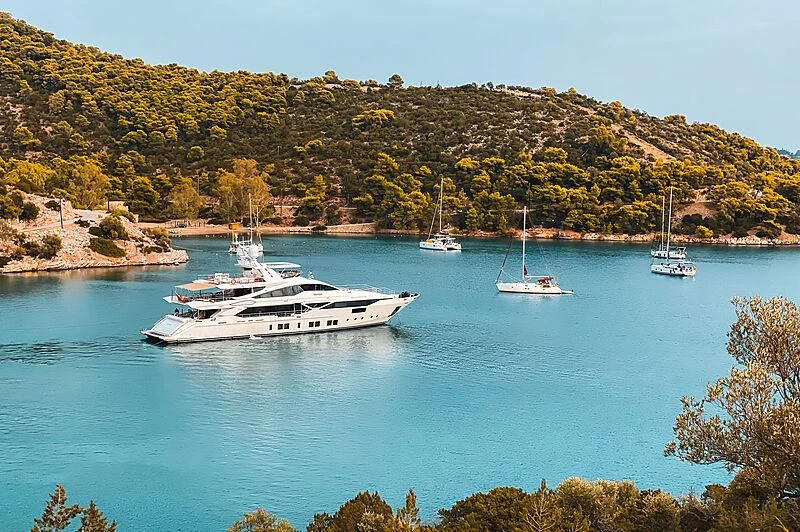 a group of boats in the water aboard EMINA Yacht for Charter