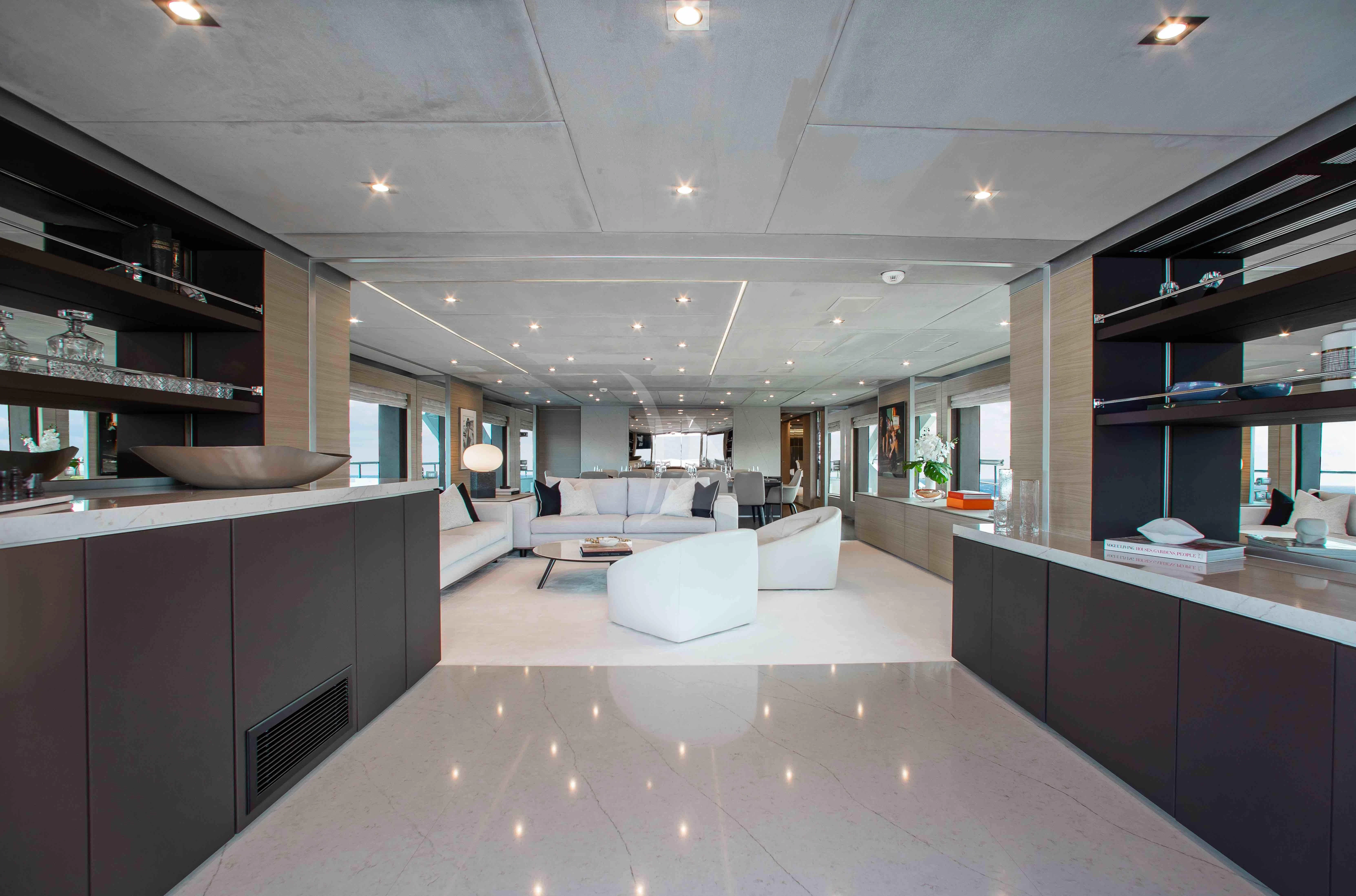 a large modern looking room aboard EMINA Yacht for Charter