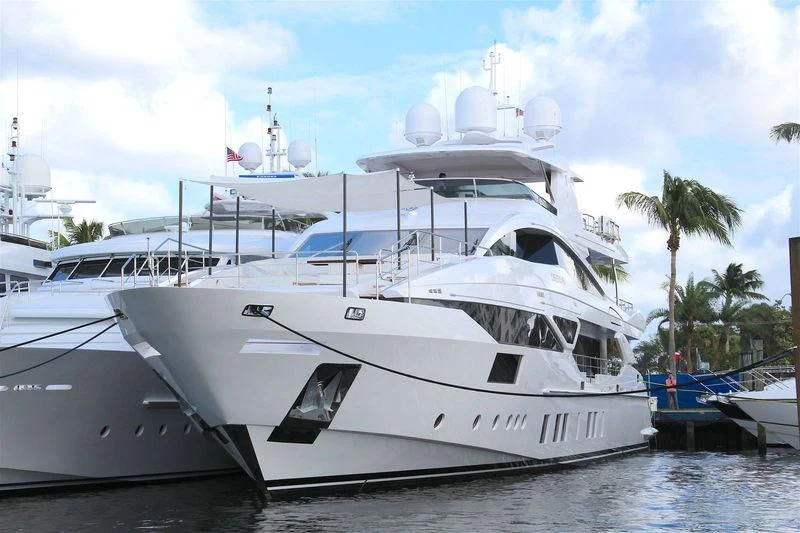 a white yacht in the water aboard EMINA Yacht for Charter