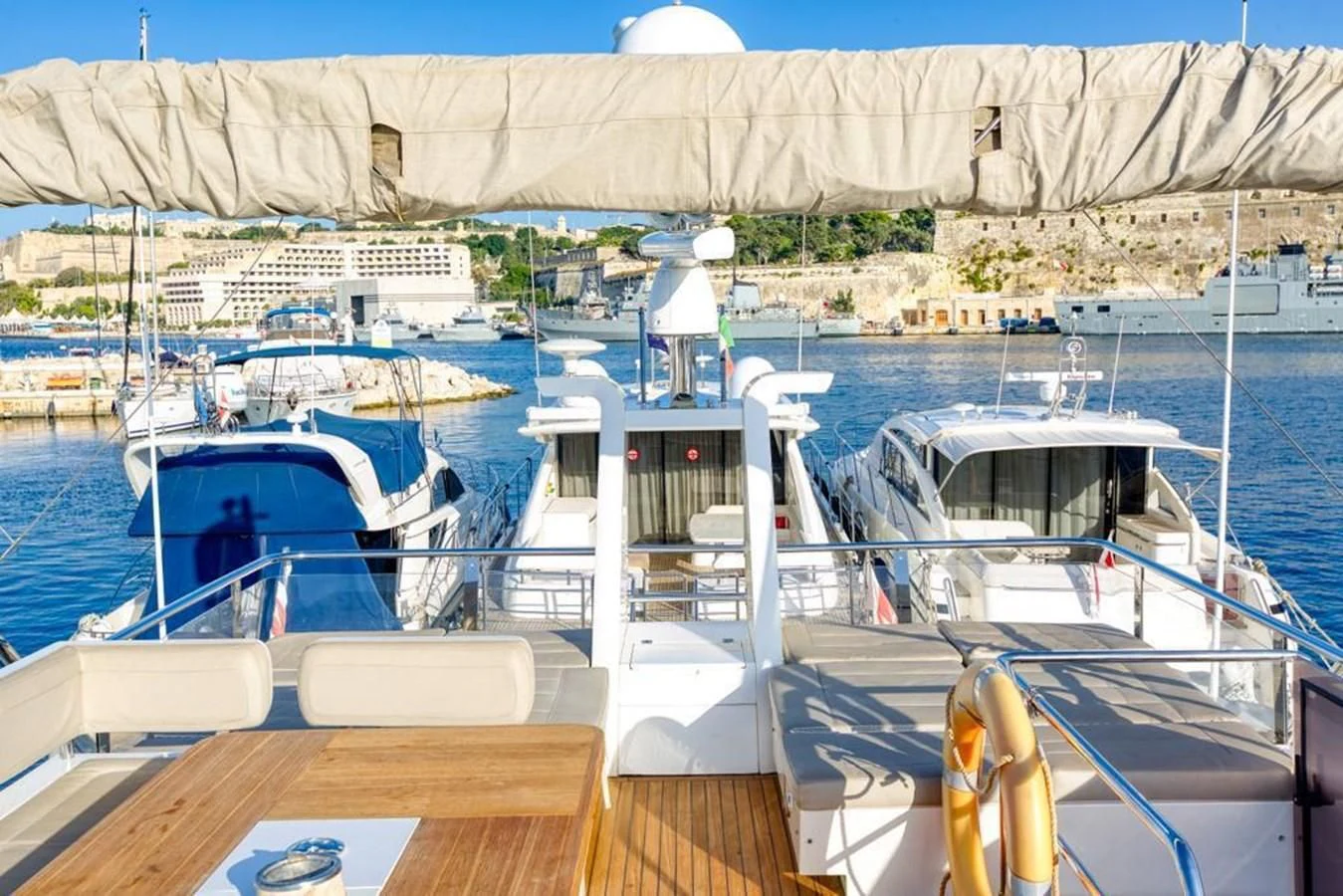 a boat is parked on the dock aboard LANA 1 Yacht for Sale