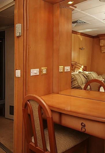 a bench in a room aboard PRINCESS OF PALAU Yacht for Sale