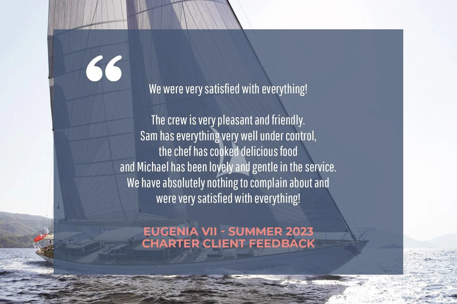 a ship in the water aboard EUGENIA VII Yacht for Sale