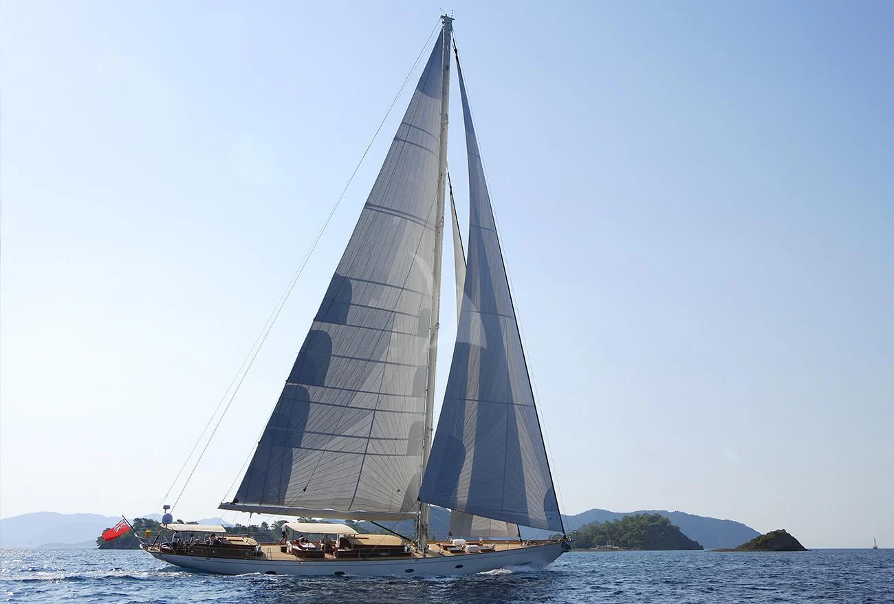 a sailboat on the water aboard EUGENIA VII Yacht for Sale