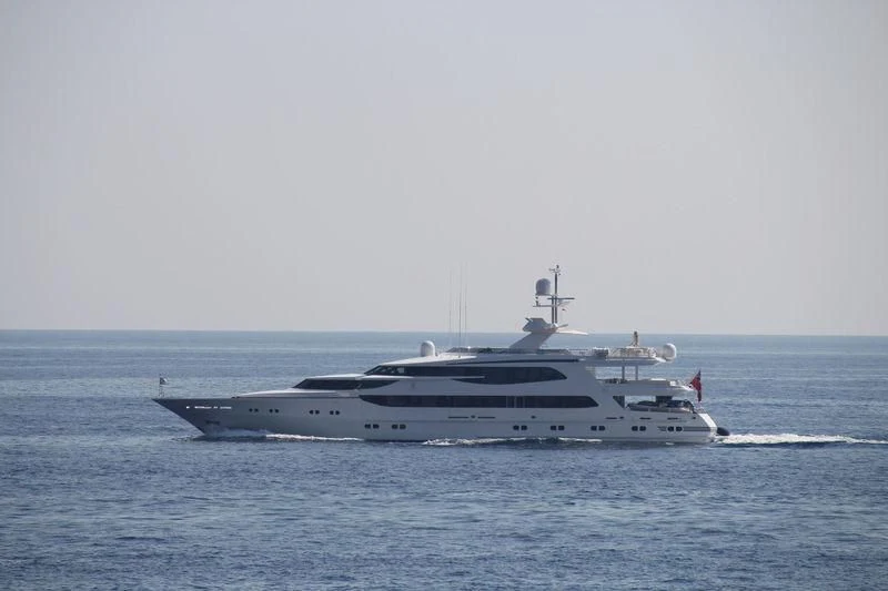 a white yacht in the water aboard AO Yacht for Sale