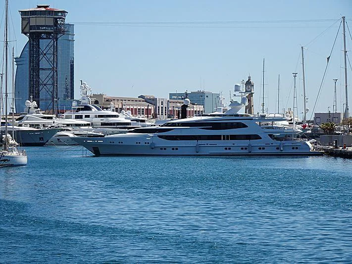 a large white boat in the water aboard AO Yacht for Sale