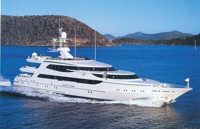a white yacht in the water aboard AO Yacht for Sale
