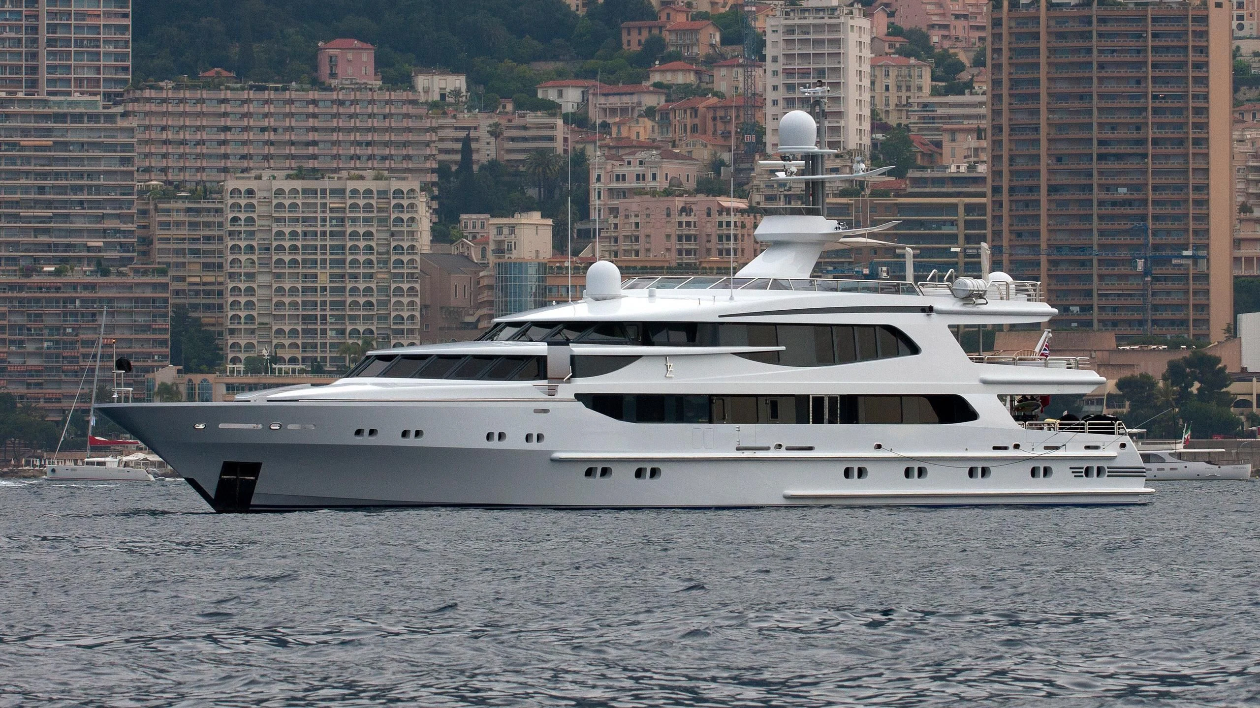 a white yacht in the water aboard AO Yacht for Sale
