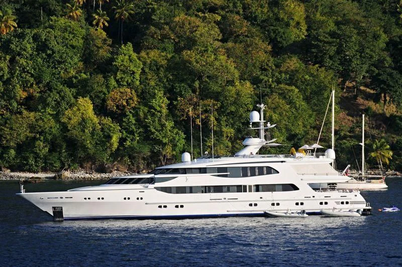 a white yacht in the water aboard AO Yacht for Sale