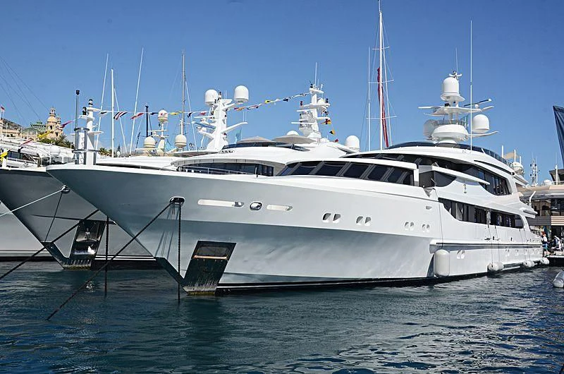 a white yacht in the water aboard AO Yacht for Sale