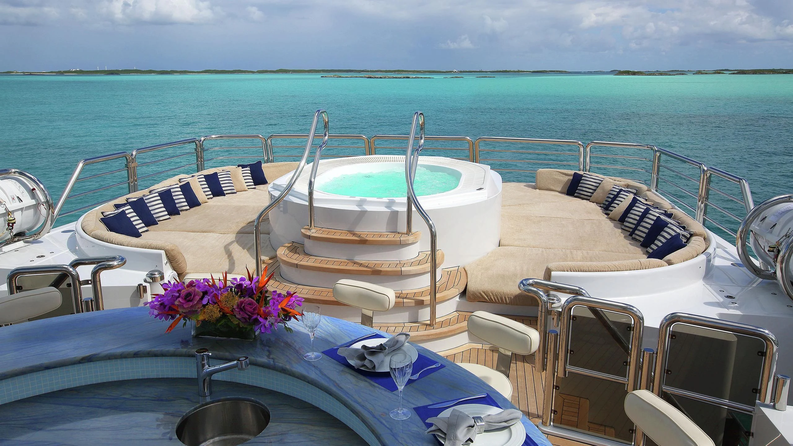 a boat on a table aboard AO Yacht for Sale