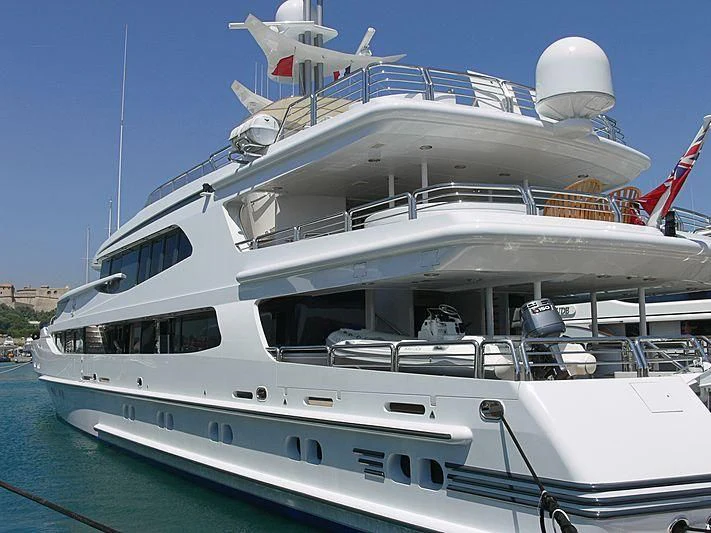 a white yacht with a white tower aboard AO Yacht for Sale