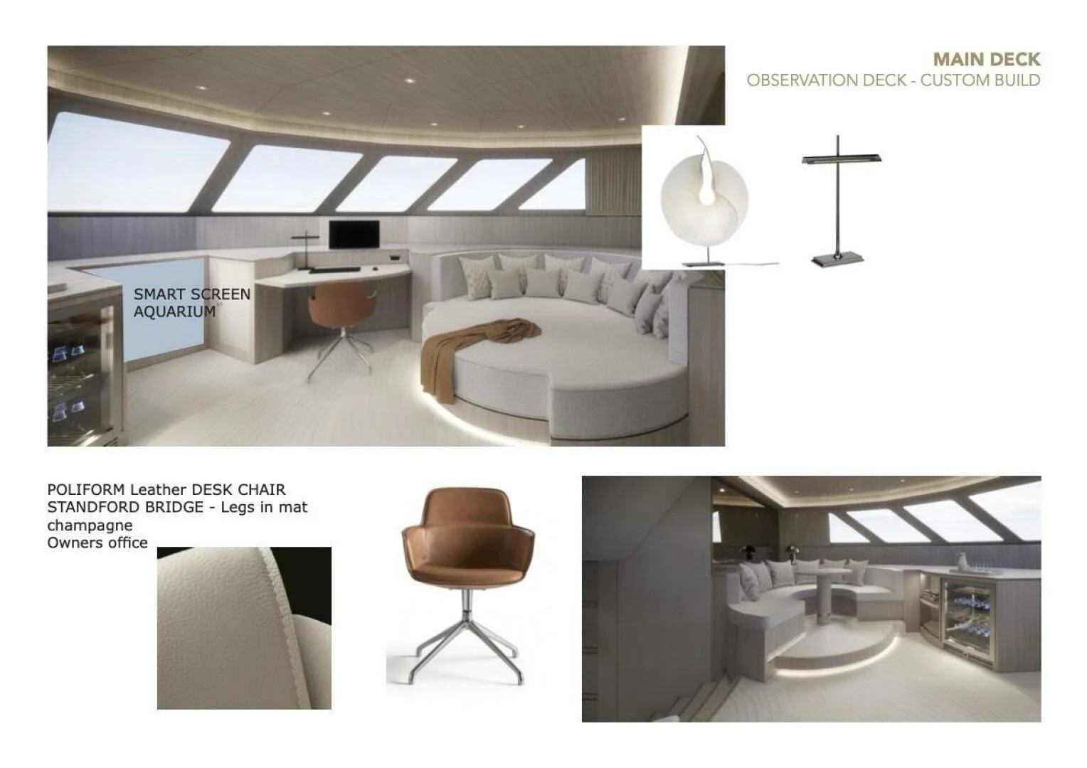 a room with a chair and a desk aboard AO Yacht for Sale