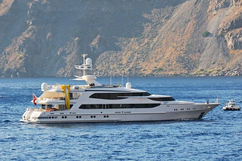 a white yacht in the water aboard AO Yacht for Sale