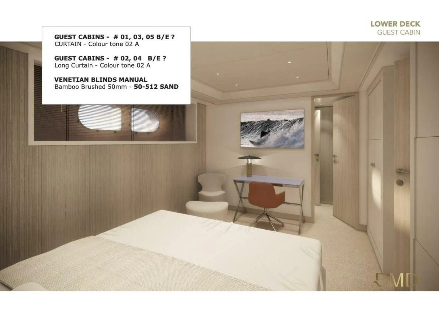 a hotel room with a table and chairs aboard AO Yacht for Sale