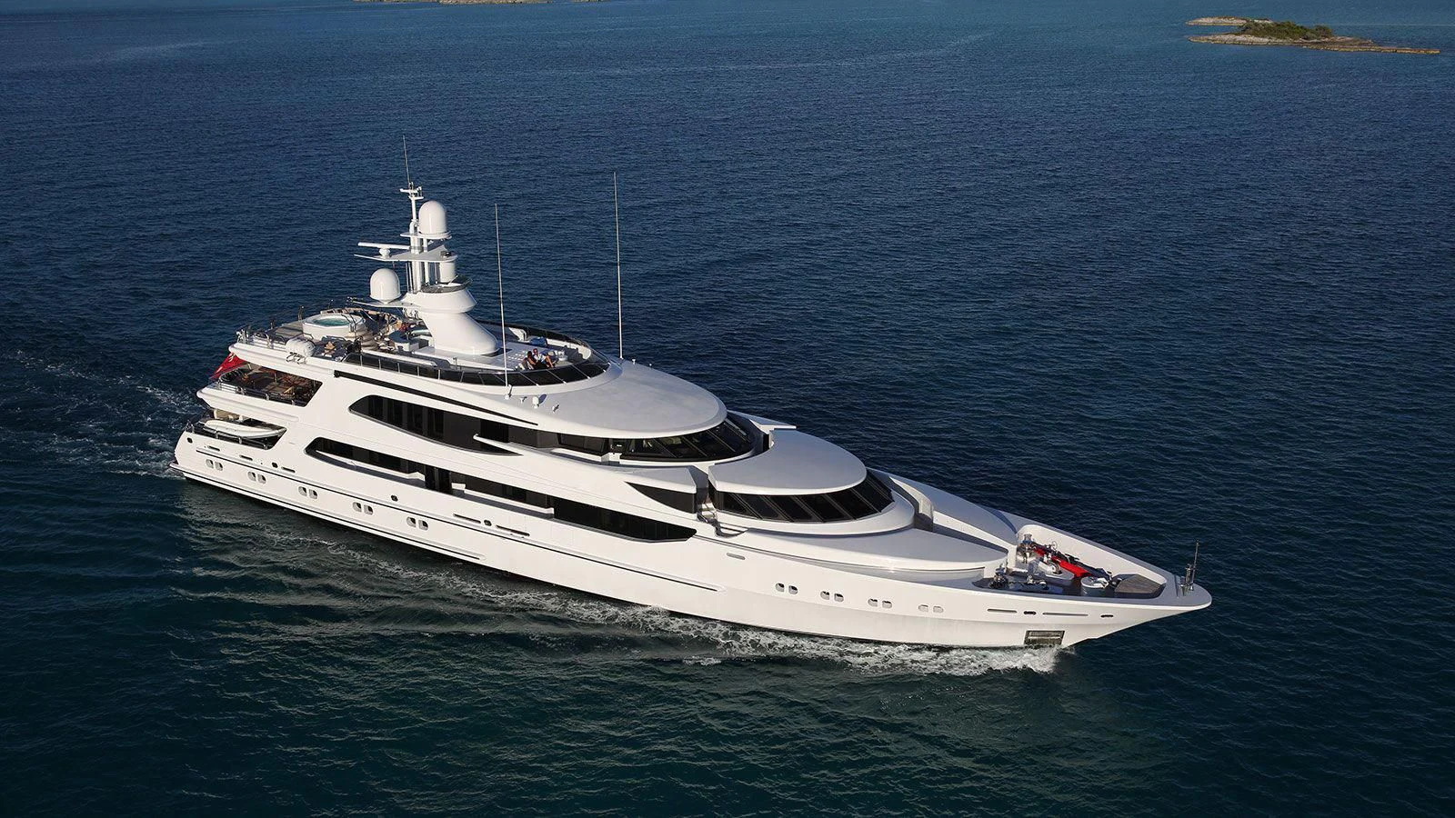 a white boat in the water aboard AO Yacht for Sale