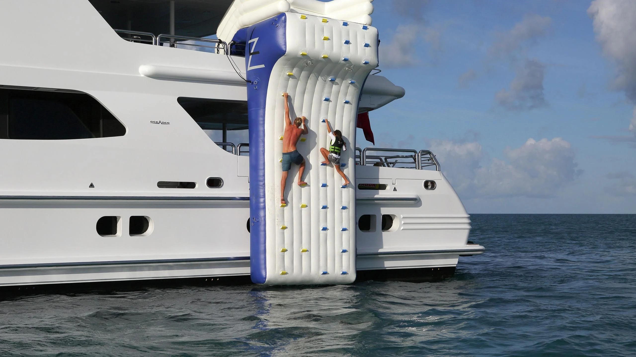 two people on a boat aboard AO Yacht for Sale