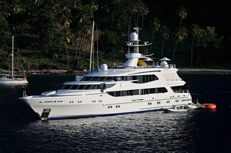 a white yacht in the water aboard AO Yacht for Sale